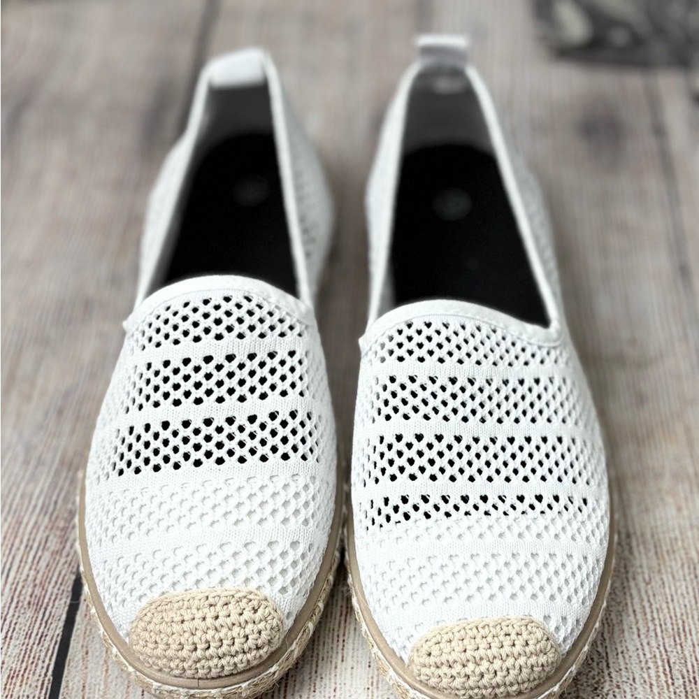 Women's White Crochet Slip-On Shoes